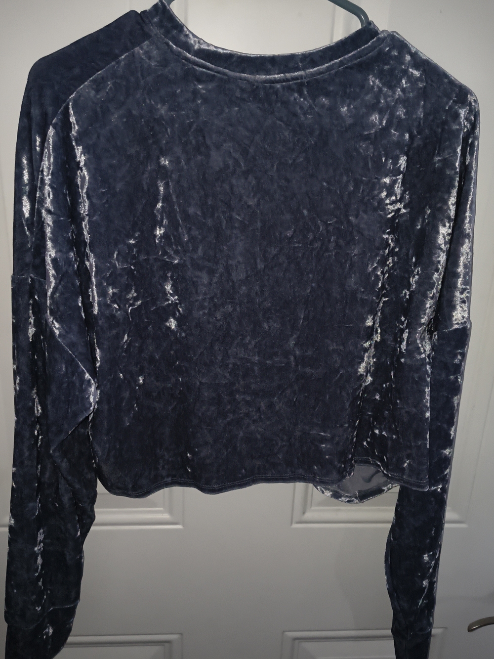 Fashion Nova Crushed Velvet Long Sleeve 2 Piece Top & Bottom- Navy Blue